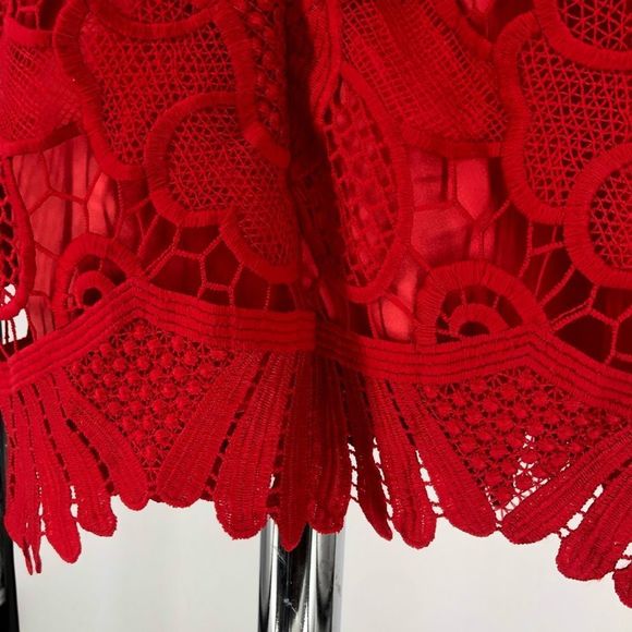 Lovers + Friends Caspian Lace Shift Mini Dress in Coral Red size XS - Picture 9 of 14